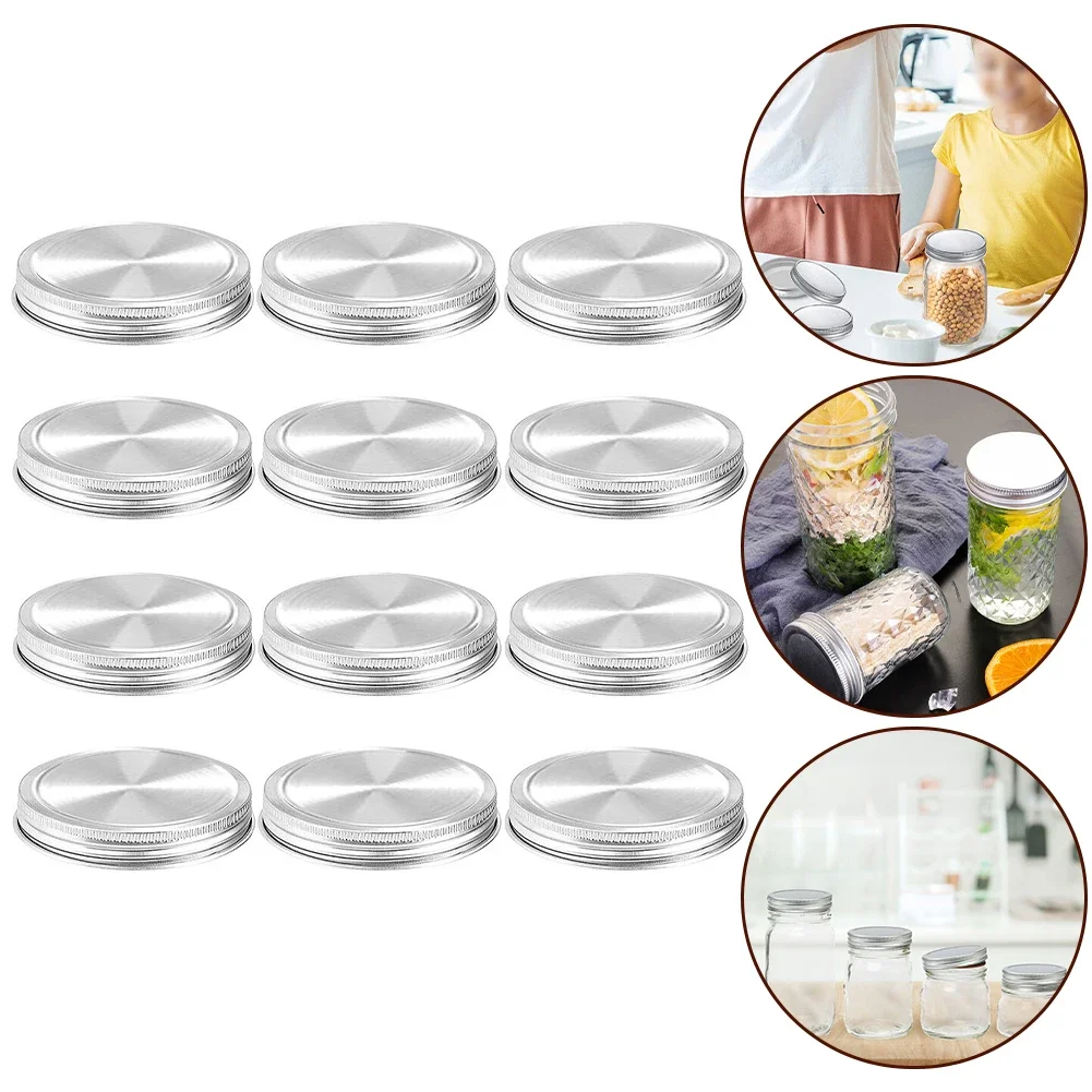 12PCS Canning Lids For Ball Reusable Metal Reusable Universal Jar Lids Wide Mouth Regular Mouth Leak-Proof Seal Lid For Canning