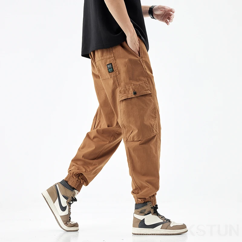 Men Cargo Pants Elastic Waist Loose Jogger Male Casual Harem Pants Sweatpants Hip Hop Sports