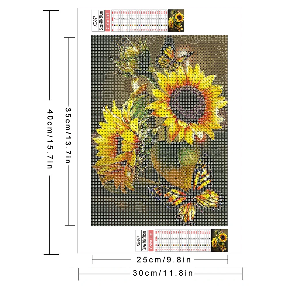 Diamond Painting AZQSD Sunflower Butterfly 20x30cm 30x40cm