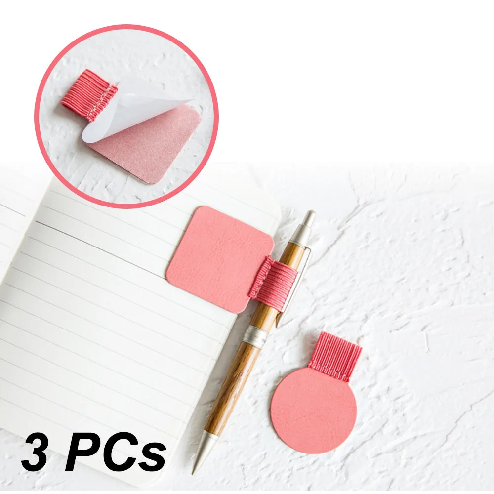 3pcs High Quality Portable Pen Clip PU Leather Pen Holder Self Adhesive Pencil Elastic Ring for Notebook Journal Clipboard Sale 3pcs mesh cosmetic bags s m l   transparent makeup bags portable travel toiletry organizer lipstick storage pouch outdoor