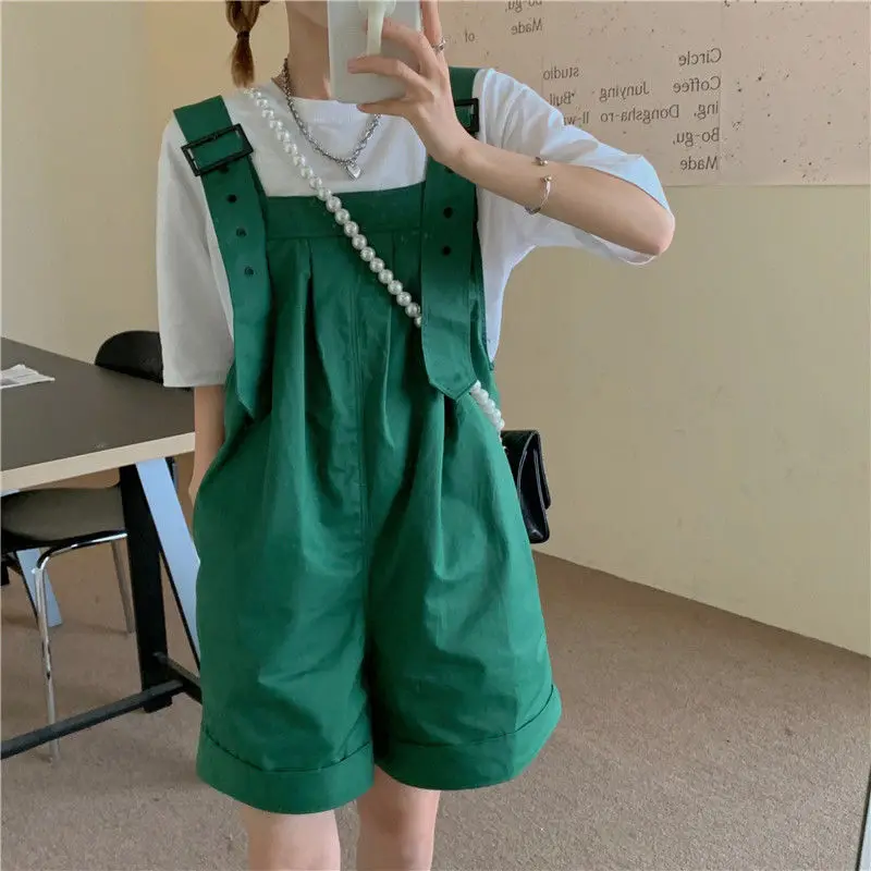 

2023 New Summer Fashion Age Reducing Sweet Salt Work Shorts Casual Loose Sports Versatile Solid Color Women's Strap Pants