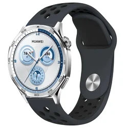 Premium Silicone Watch Strap - Adjustable Rubber Wristband - Strap width 18mm (Black black)