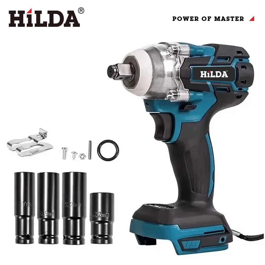 HILDA 18V Electric Impact Wrench Rechargeable 1/2 Socket Wrench Cordless Without Battery High Power Impact in Car Repair 2