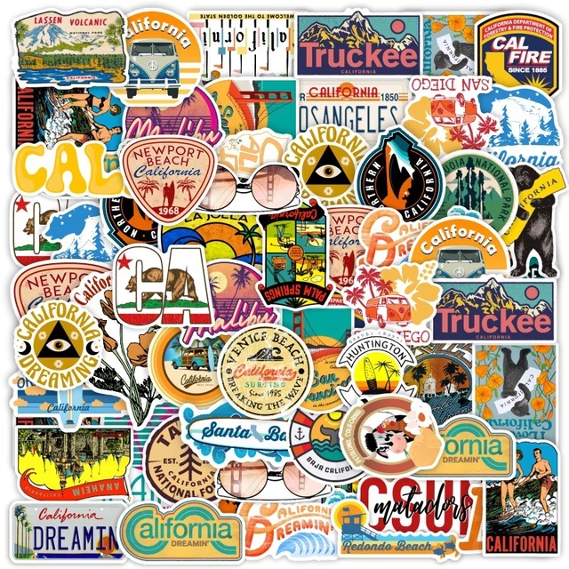 Autocollants étanches de paysages des États-Unis et de la Californie, 10,  30 ou 50 pièces, stickers pour scrapbooking, voyage, bagages, téléphone,  réfrigérateur, skateboard, voiture, jouet pour enfant - AliExpress