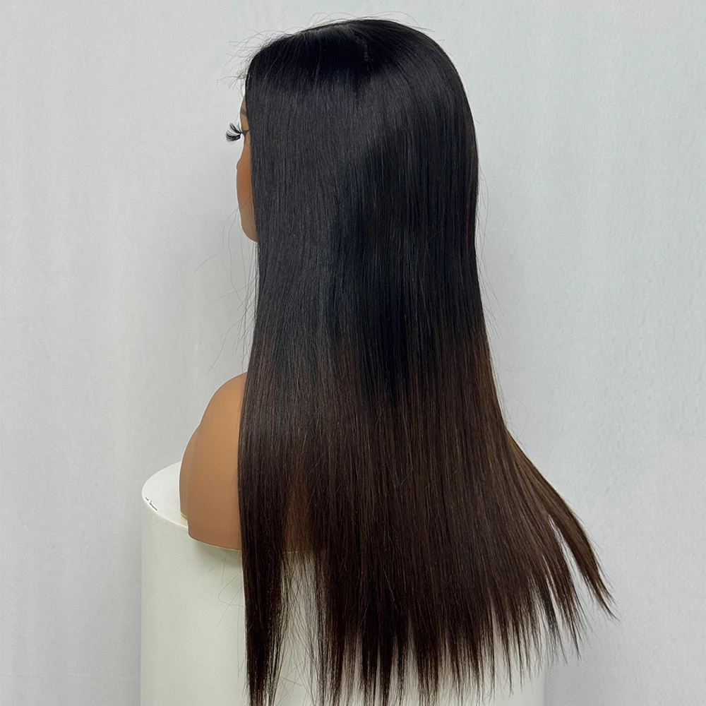 Vietnamese Hair 300% Density Double Drawn Straight Human Hair Wig 2x6 Real HD Lace Closure Frontal Human Wigs Ombre Color Wig