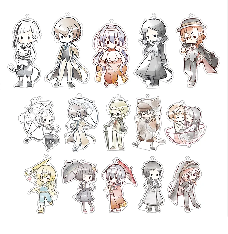 

Anime Bungo Stray Dogs Osamu Dazai Nakajima Atsushi Cartoon Keychain Cosplay Figures Keyrings Bag Car Key Chains