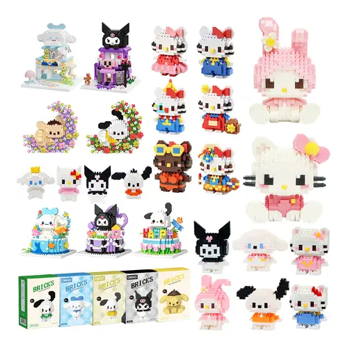99 style SANRIO Hello Kitty Building Blocks Cartoon Figures Kuromi Bricks My Melody Children's Assembly Toys Cinnamoroll Gift