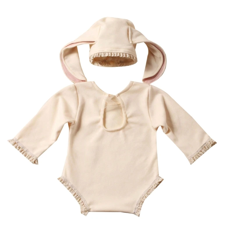 

Baby Rabbit Ears Photography Outfit Rabbit Hat Bodysuit Set for Newborn Photo