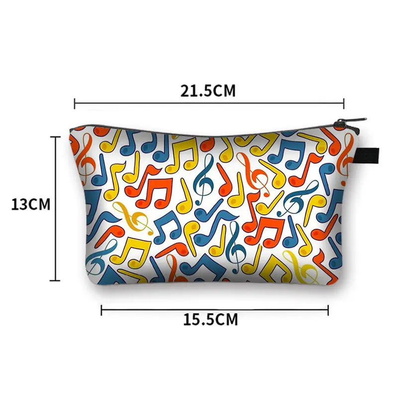 Musical Instrument Printing Cosmetic Bag Women Jazz Rock Makeup Bags Reusable Toiletry Bag Music Notes for Travel Cosmetic Case 5