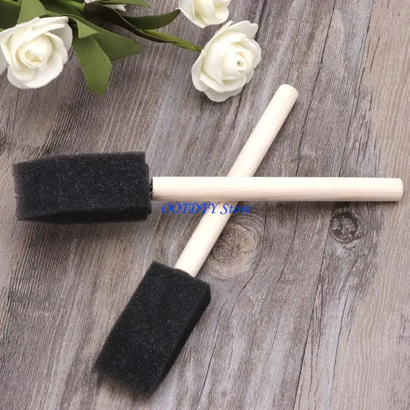 367A 10Pcs 스폰지 브러쉬 나무 손잡이 수채화 오일 얼룩 아트 공예 그림 그리기