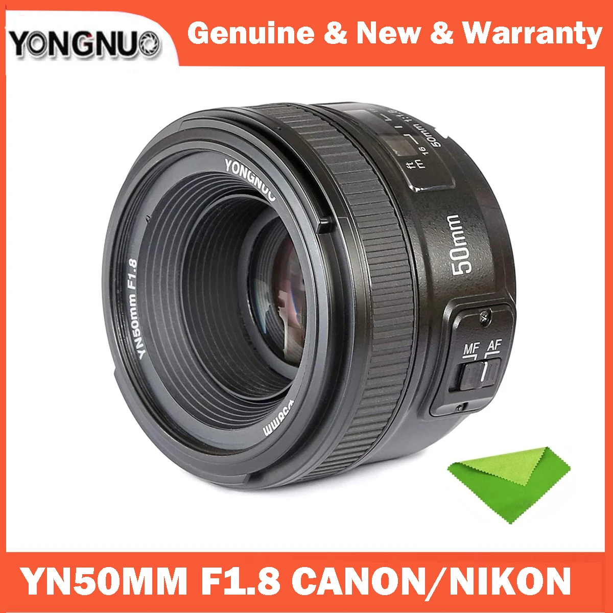 Объектив YONGNUO YN 50 мм F1.8 с большой диафрагмой и автофокусом фиксированный