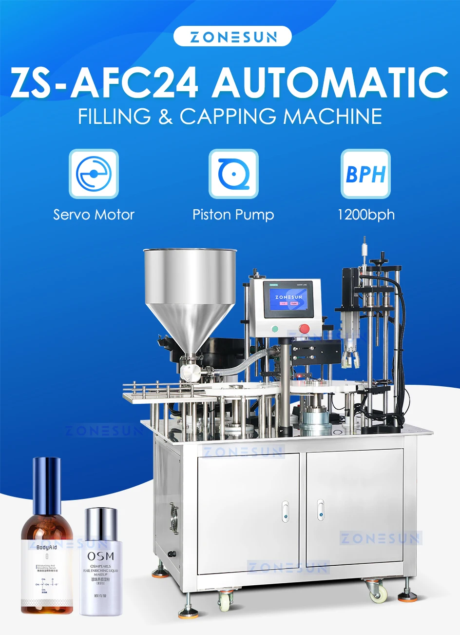 ZONESUN ZS-AFC24 Automatic Piston Pump Liquid Filling Capping Machine