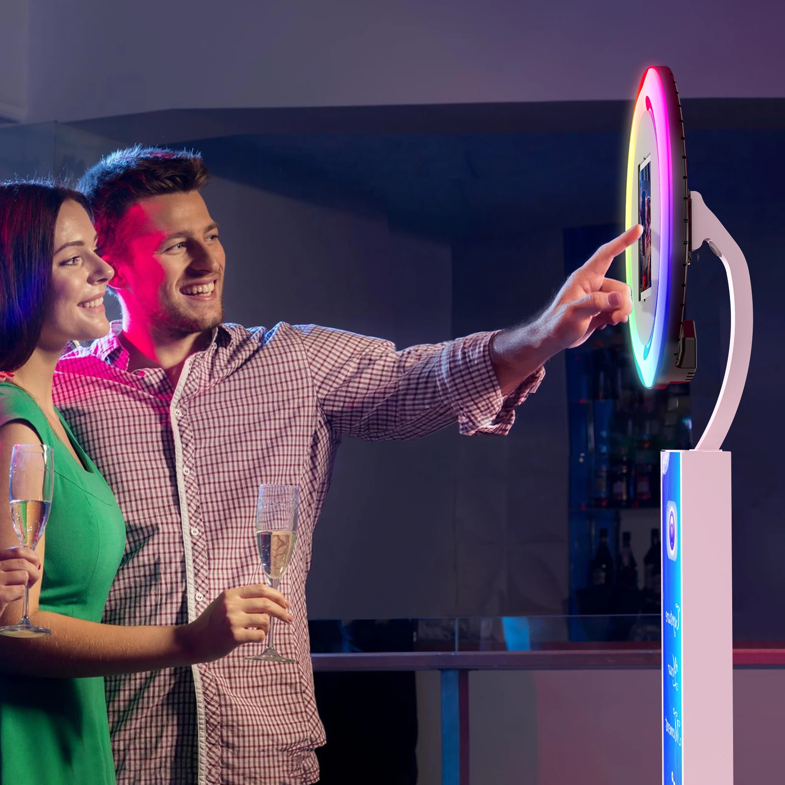 iPad Photo Booth Selfie Machine Shell Adjustable Stand Photobooth For Wedding Partys Events With LED Ring Light