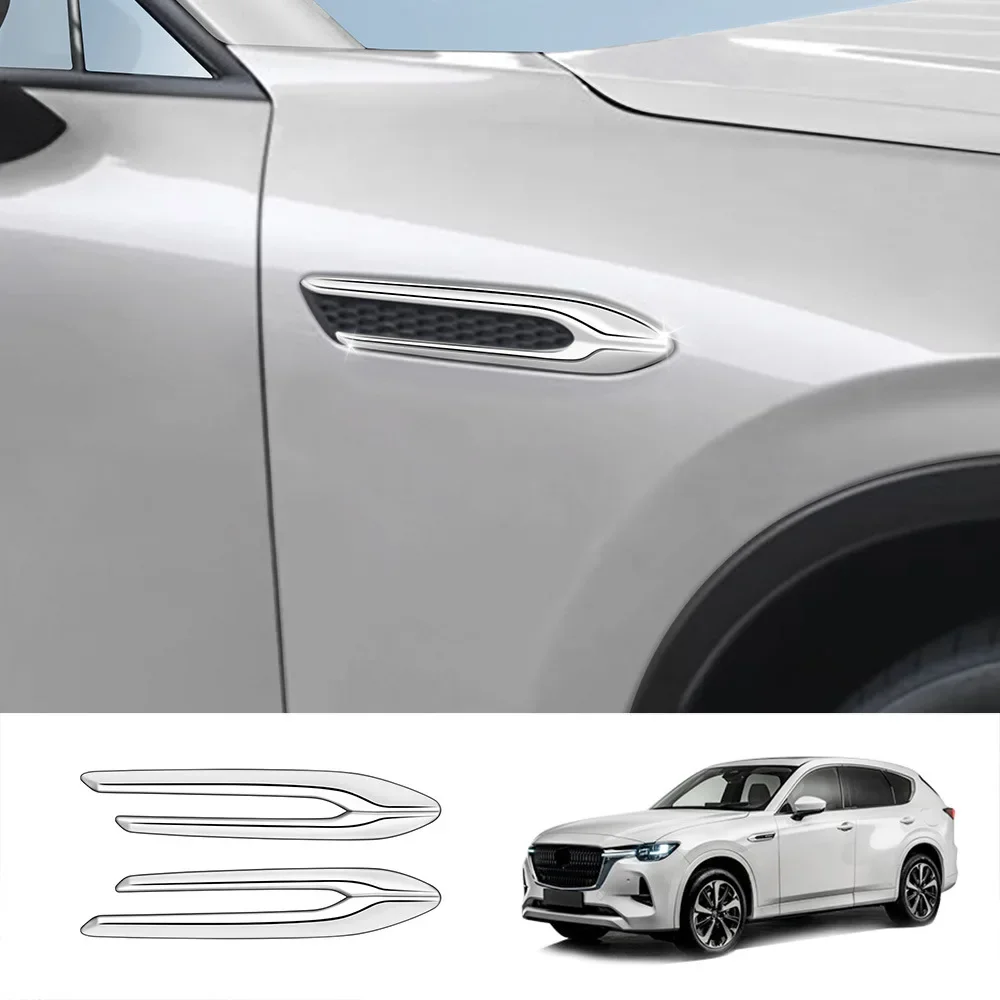 

For Mazda CX60 CX 60 2022 2023 2024 ABS Chrome Car Front Air Flow Vent Fender Trim Badge Decoration Car Accessories Styling