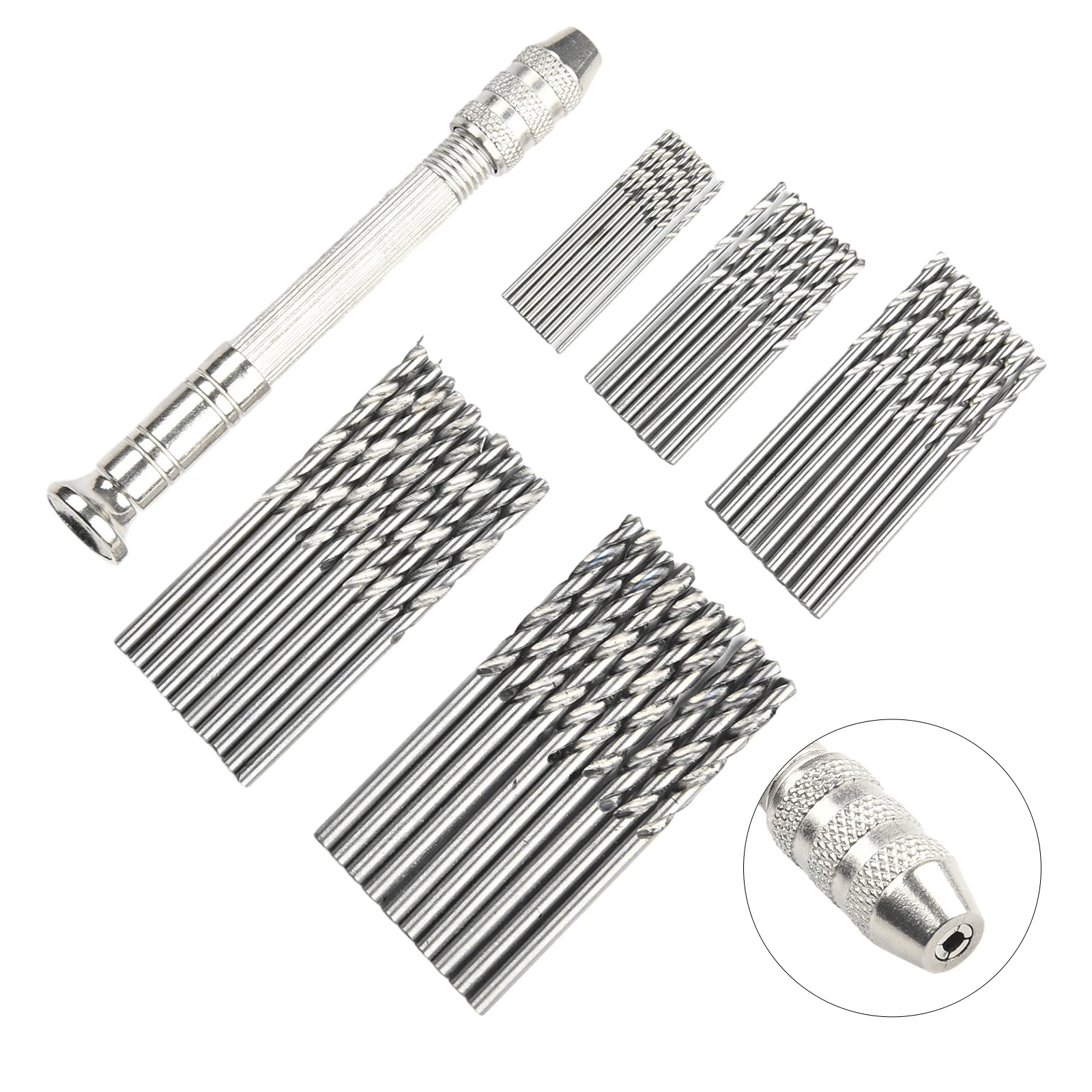 

50pcs 0.3-3.2mm Mini Micro Hand Drill Chuck Clamp Aluminum Alloy Drill Bit Set For Wood Plastic Rubber Models Jewelry Drilling