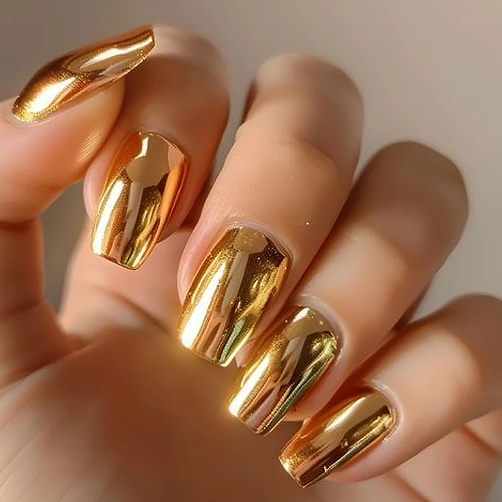 1pcs Gold Chrome Mirror Nail Powder Holographic Metallic Mirror Effect Champagne Golden Titanium Powder Nail Art