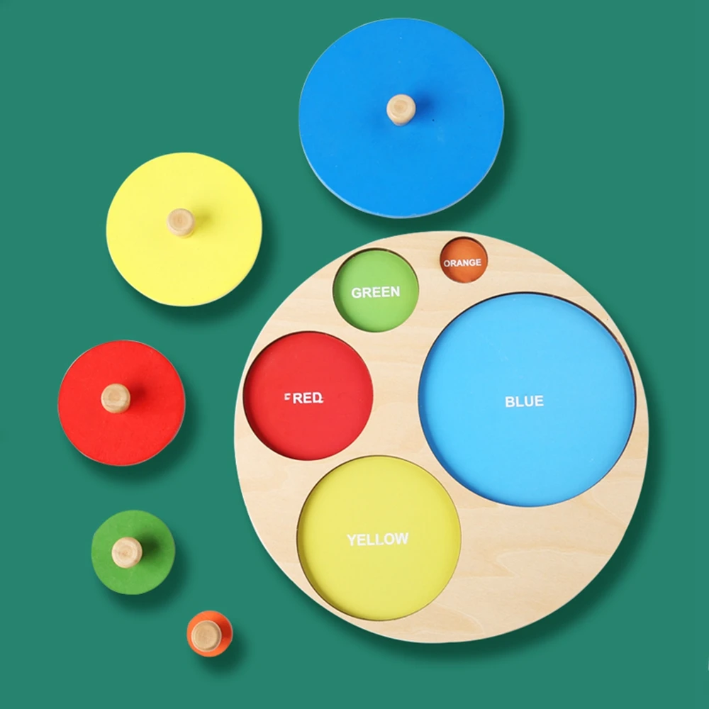 1PCS Geometric Shape Wooden Jigsaw Puzzle for Kids Three-Dimensional Hand Grabbing Board Children Early Educational Toys