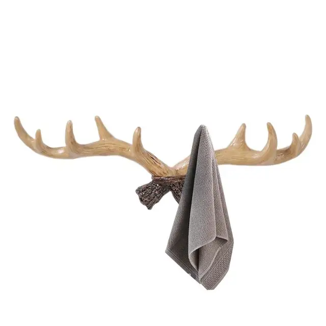Key Agancs Falra Szerelt Horgos Kreatív Szarvas Fej Függő Fogas A Kabát Kulcstartó Törülköző Állvány Készletek - Image 3