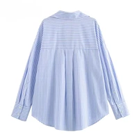 Femmes mode printemps coton Oxford à manches longues simple boutonnage revers Blouse vêtements de rue chemise Chic dames hauts Mujer 6