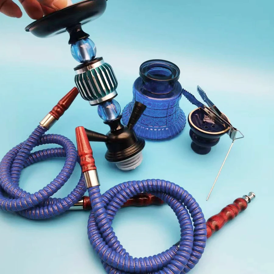 Arabia Hookah Set Small Double Tube Hookah Glass Bottle Ceramic Bowl Hose Water Pipe Shisha Accessories Birthday Gift hookah accessories,hookah set