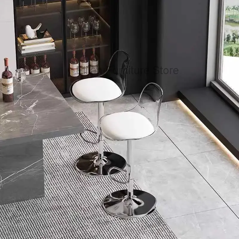 

Дизайнерский минималистичный барный стул со спинкой, современная пластиковая акриловая прозрачная креативная скамейка с высокими ножками, стулья, салонная мебель YX50BC