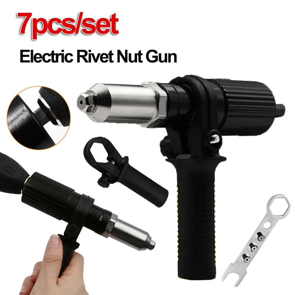 7pcssetElectricRivetNutGunRivetingToolMultifunctionNailGun