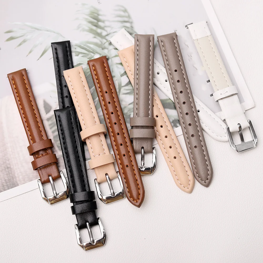 

Applicable To For Longines Multiple Colors Available 12mm Leather Strap Stylish Trendy And Versatile