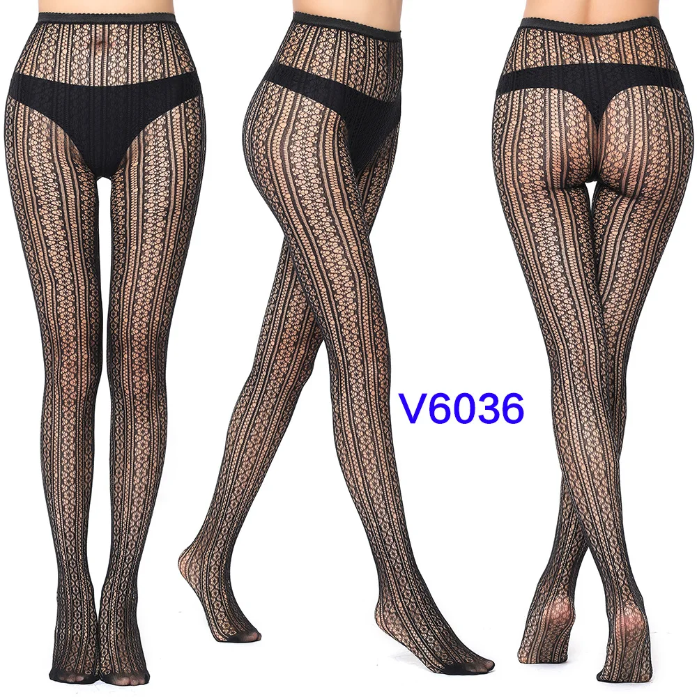 Women's Gothic Lace Fishnet Pantyhose – Seamless Jacquard Weave Garter Stockings