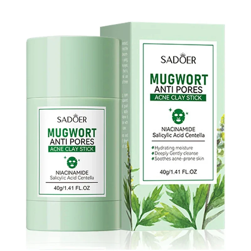 SADOER Mugwort Solid Facial Mask Stick Clay Mud Masks Pore Cleaning Remove Blackhead Oil Control Moisturizing Face Mask Clay