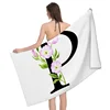 1pc Flower wreath letter pattern Pattern Beach Towel,Ultra-Fine Fiber Beach Blanket,Highly Absorbent Bath Towel,Suitable 3
