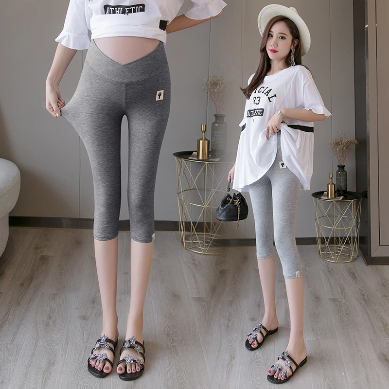 Maternity Summer Clothes Knee-Length Pregnant Women Leggings Low-rise Cotton Trousers Fashion Patchwork Pregnancy Shorts Pants
