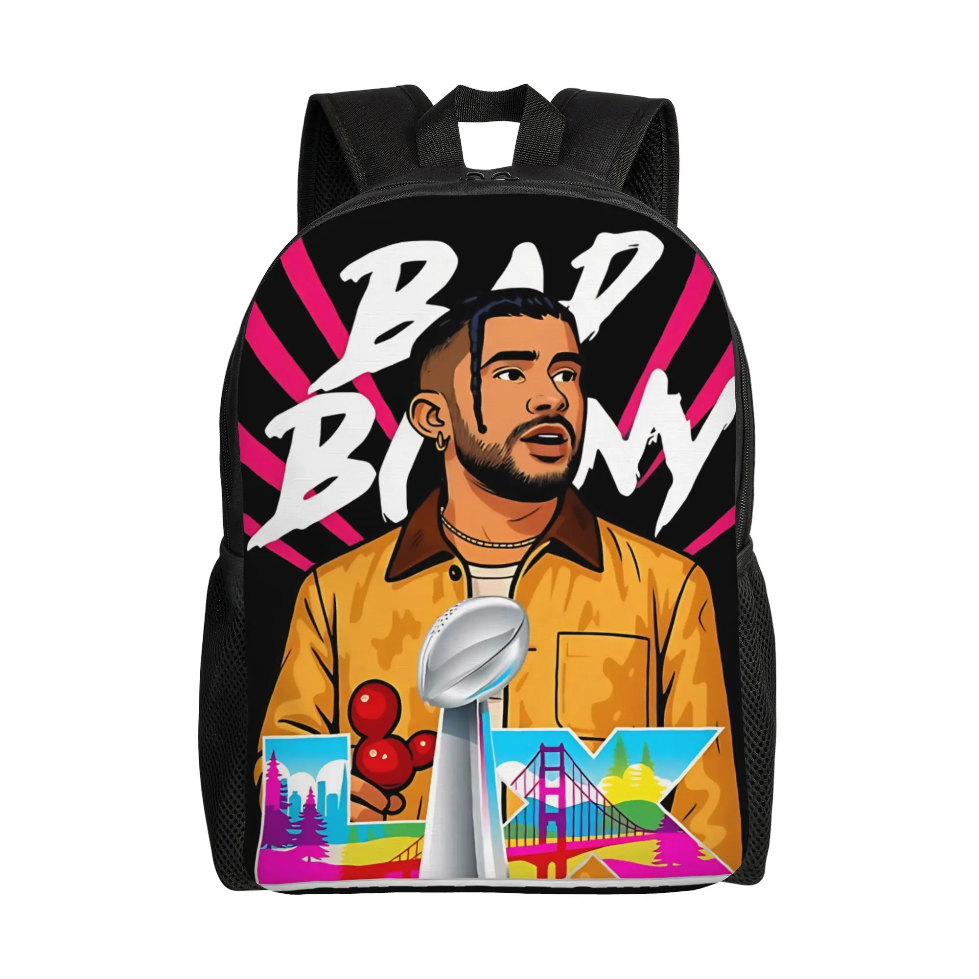 Bad Bunny 푸에르토리코 축구 배낭 남성 여성 십대 학생 하이킹 여행 데이..