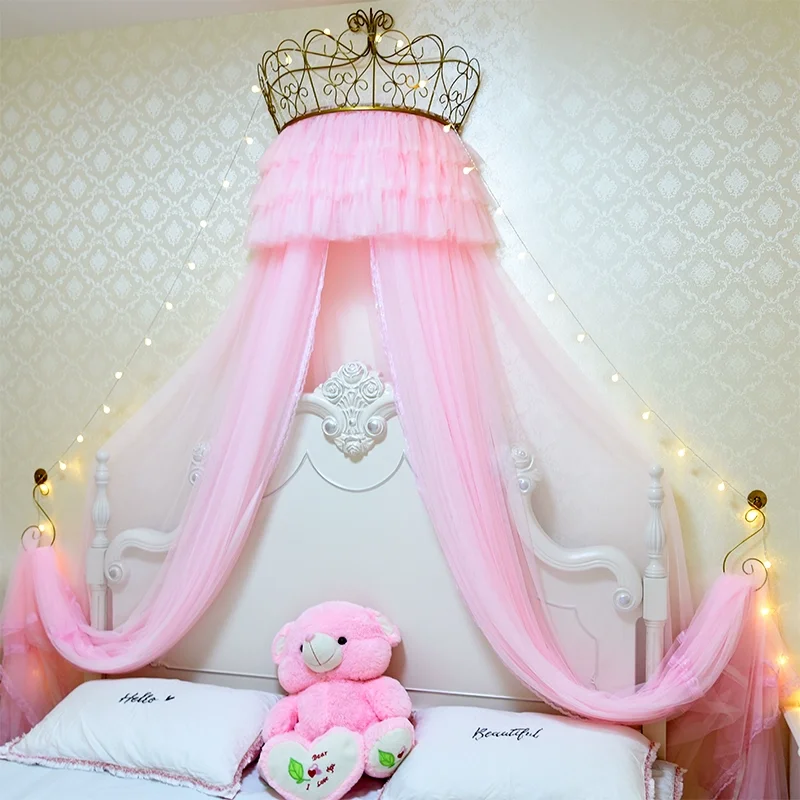 Tenda Letto Principessa GongZhuMeng - Corona Metallica, Zanzariera, Bianco, Per Camera Bambini - Foto 10