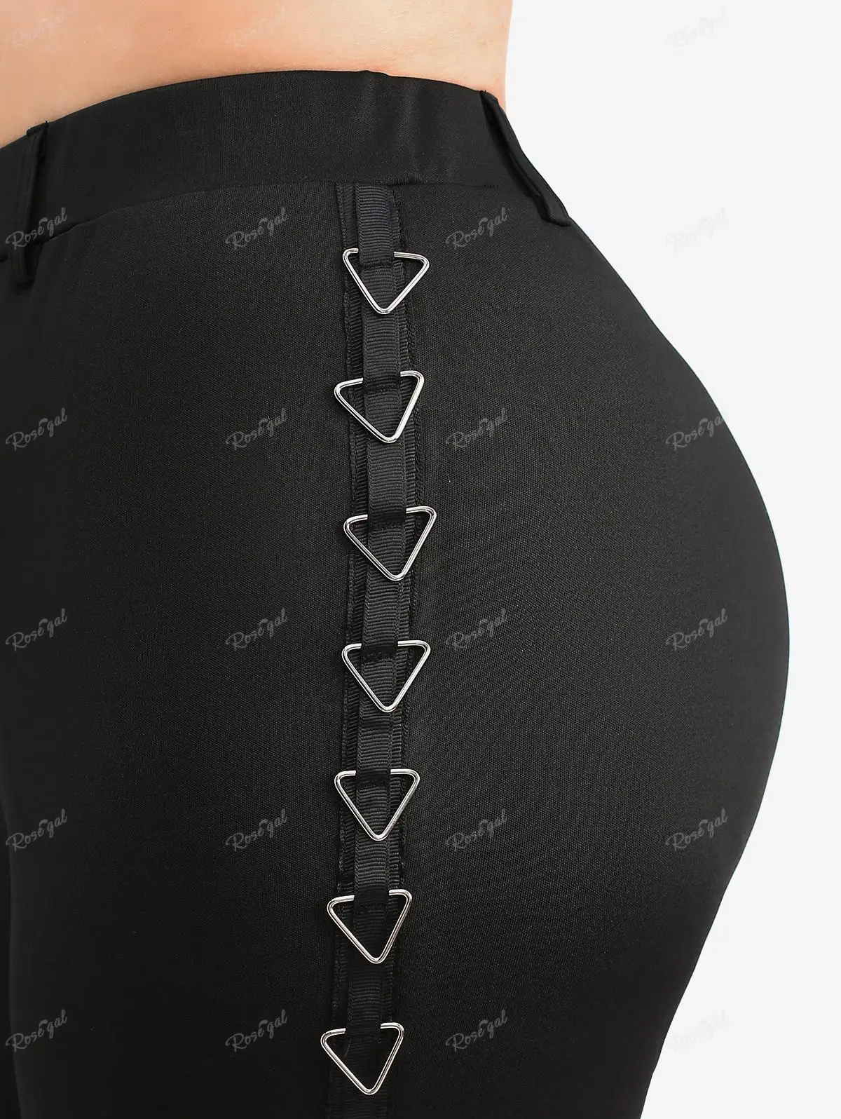 ROSEGAL  Plus Size Leggings Women's Mesh Panel Moon Star Print Layered Triangle Side Skinny Bottoms Casual Pencil Pants Trousers