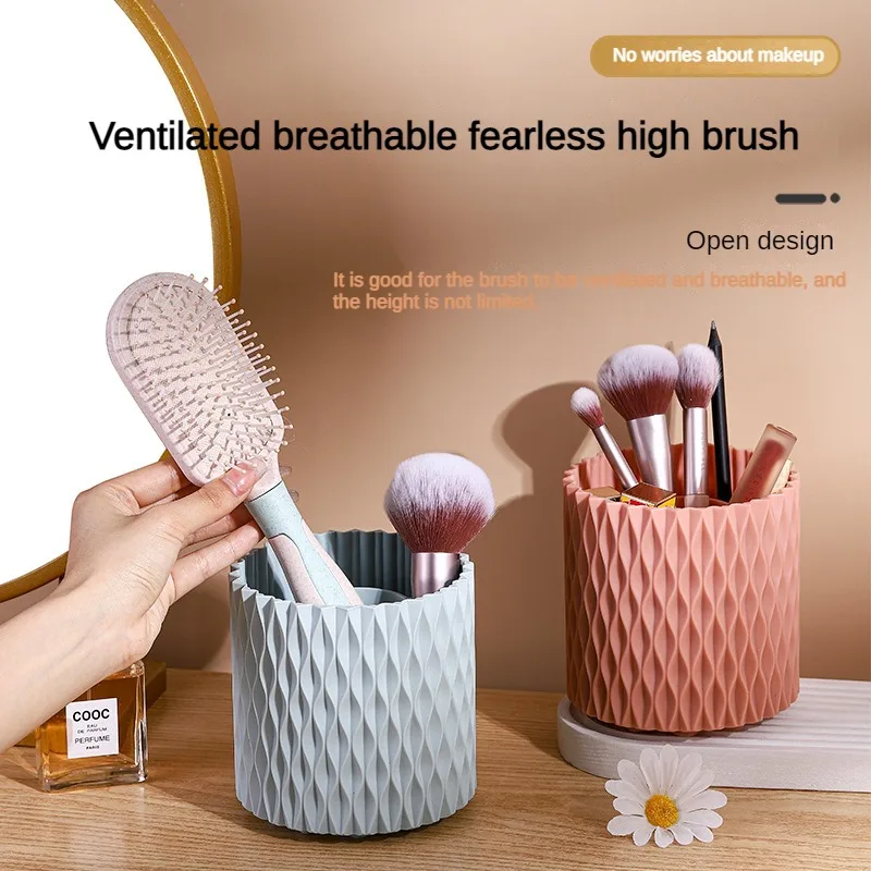 

Large Capacity Cosmetic Storage Box Desktop Rotating Dust-Proof Cosmetic Brush Storage Cylinder With Lid