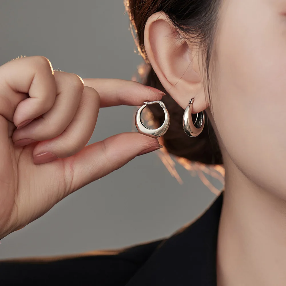 925 Sterling Silver U Shape Hoop Earrings For Women Wedding Party