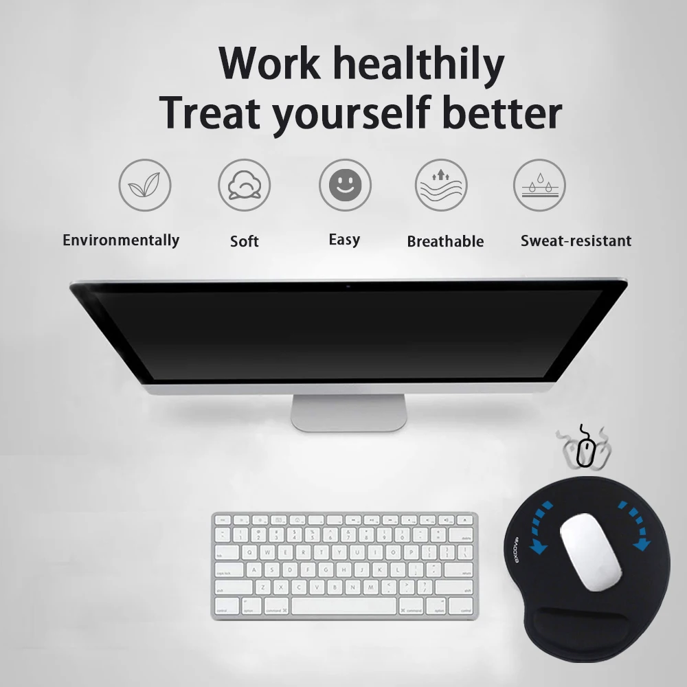 EXCO Ergonomic Mouse Pad with Memory Foam Wrist Support Rest Stitched Edge Comfortable Office Mousepad Non-Slip Rubber Base 6 S16f787b6f7e14a9784bf0aa9c6c1aaf9e