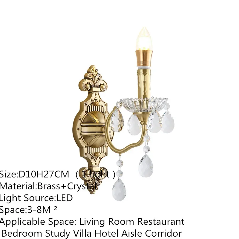 French Brass Crystal Wall Lamp 2