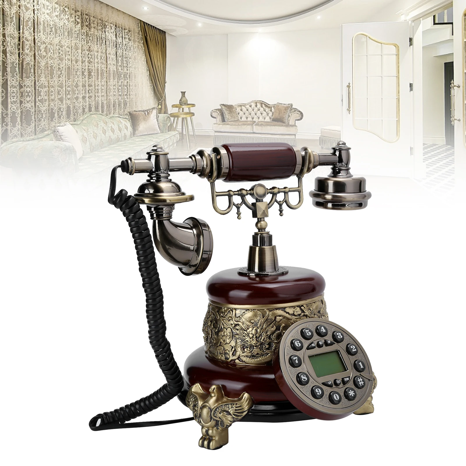 【New】MS‑2200A European Vintage Landline Classical Wired Old‑fashioned Telephone with Backlight Old‑fashioned Telephone