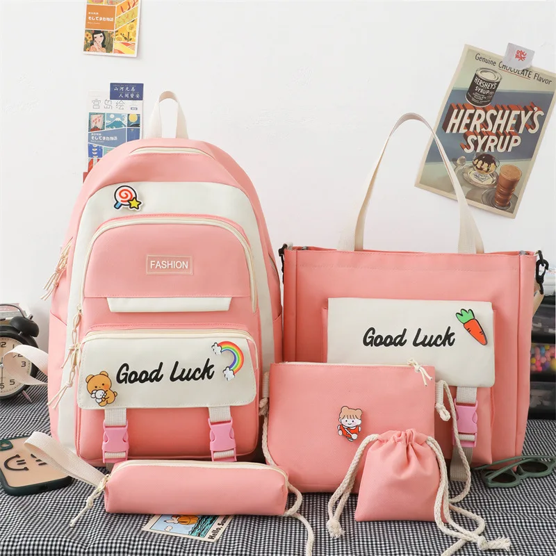 Backpack Women's Korean Fashion Checker Primary Junior High School 5