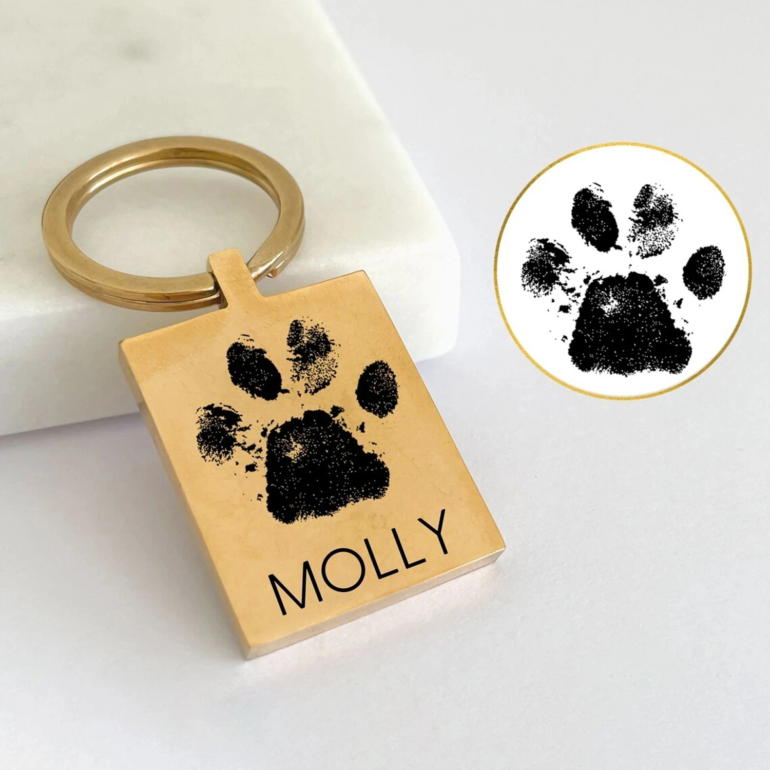 Dascusto Customized Pet Photo Keychain Stainless Steel Dog Tag Key Chain For Memorial Best Gift Personalized Pet Animal Keyring