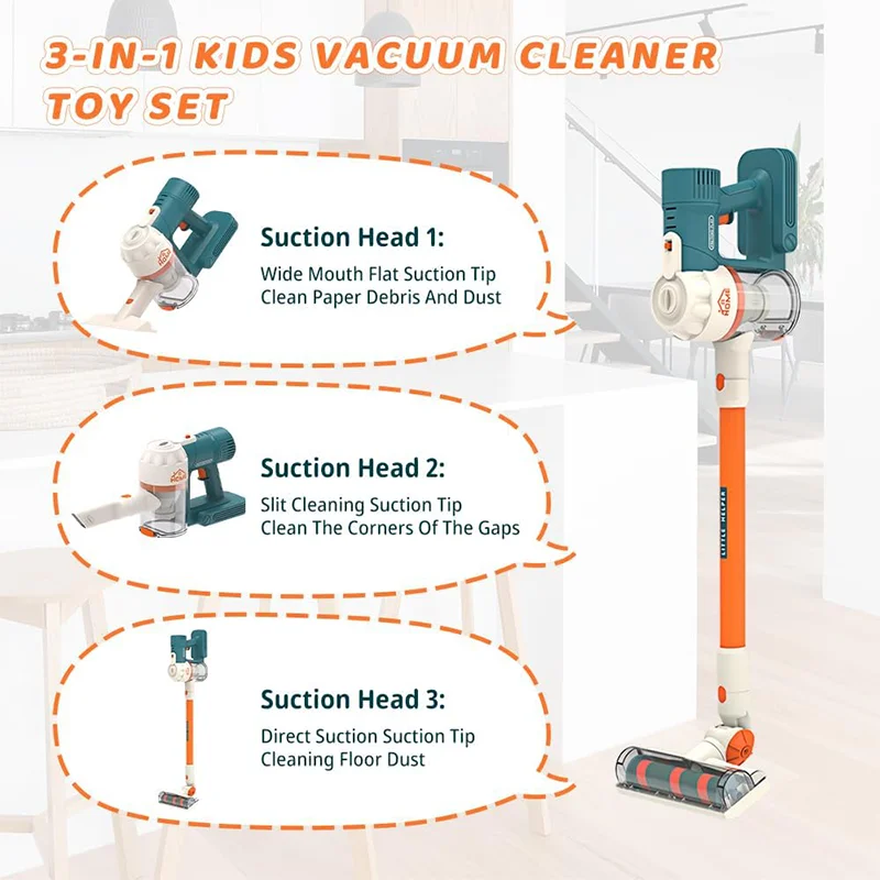 Play House Toy Vacuum Cleaner Set Vacuum Cleaner Light Realistic Sounds Cordless Toddler Cleaning Set Suction Toys Kids vacuum cleaner toy,cleaning toys,children pretend play toys