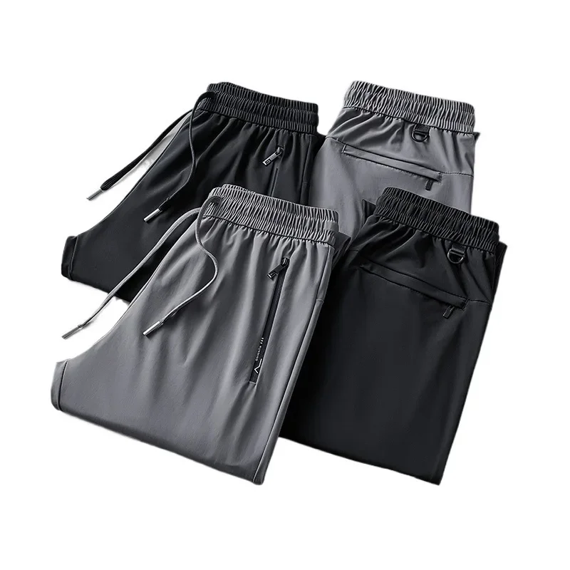 Men's Summer New Breathable Ice Silk Sports Casual Pants Thin Model Direct Sale from Factory Lightweight Comfortable Long Trouse