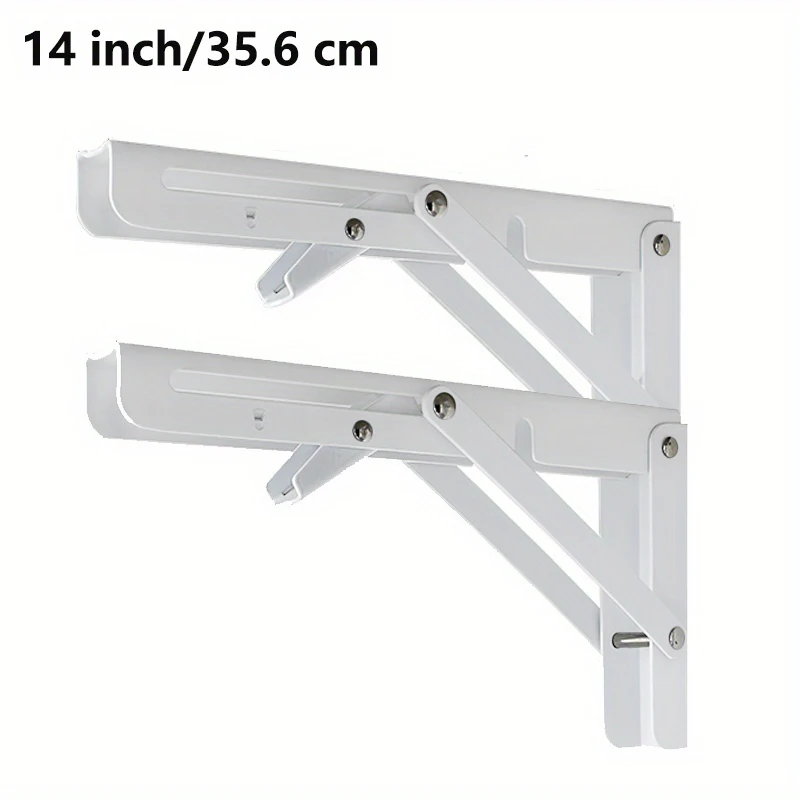 Set of 2 Heavy-Duty Steel Folding Shelf Brackets - Wall-Mounted Design for Workbenches and Tables