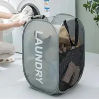 Durable Folding Simple Laundry Basket LargeWashable Clothes Toy Storage Organizer FashionMesh Breathable Bathroom Accessories 3