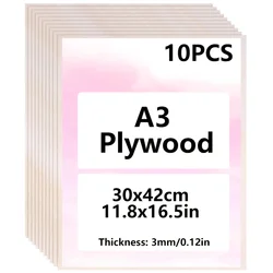 Multipack A3 Plywood Sheets for Art and Craft Projects - Ideal for Pyrography, Laser Cutting, Engraving, and Hollowing (10pcs)