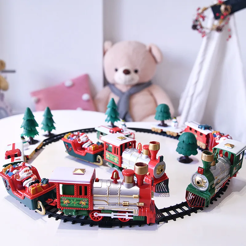 

Christmas Electric Train Mini Santa Claus Railcar Creative Tree Xmas Decor Kids Toys Gift With Sound Light Music Model Toys