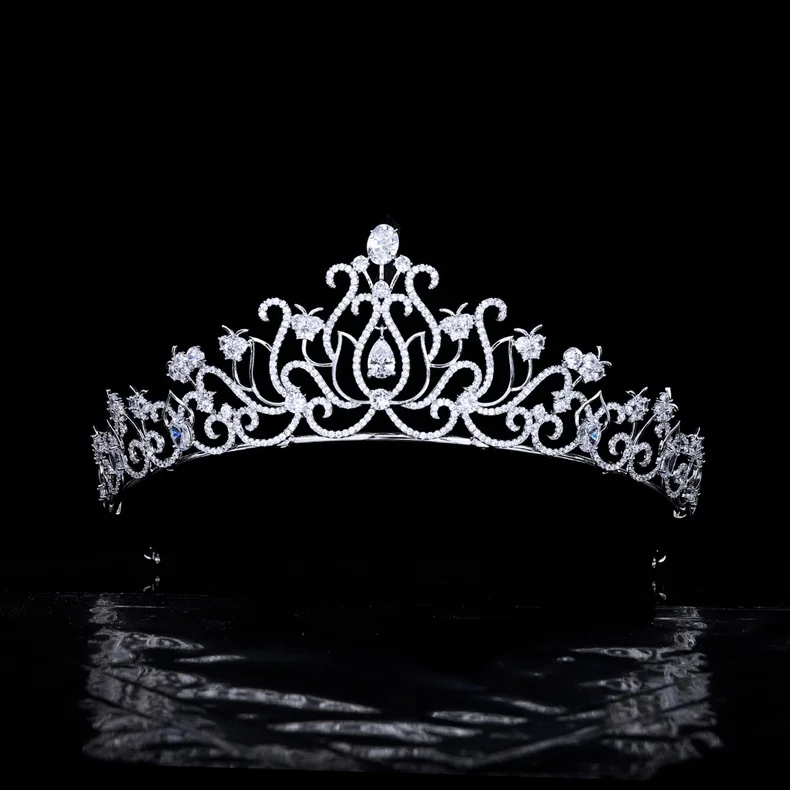 

New Korean Style Light Luxury Sweet High-End Bridal Wedding Headdress Zircon Crown Princess Wedding Dress Accessories