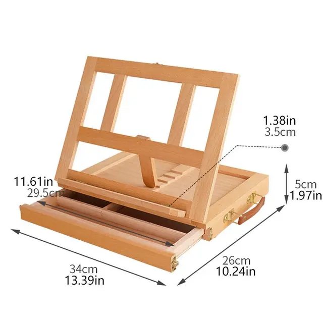 Beech Wood Portable Wooden Table Easel Multifunction Professional Sketch Drawer Box Adjustable Art Painting Easel Box 6