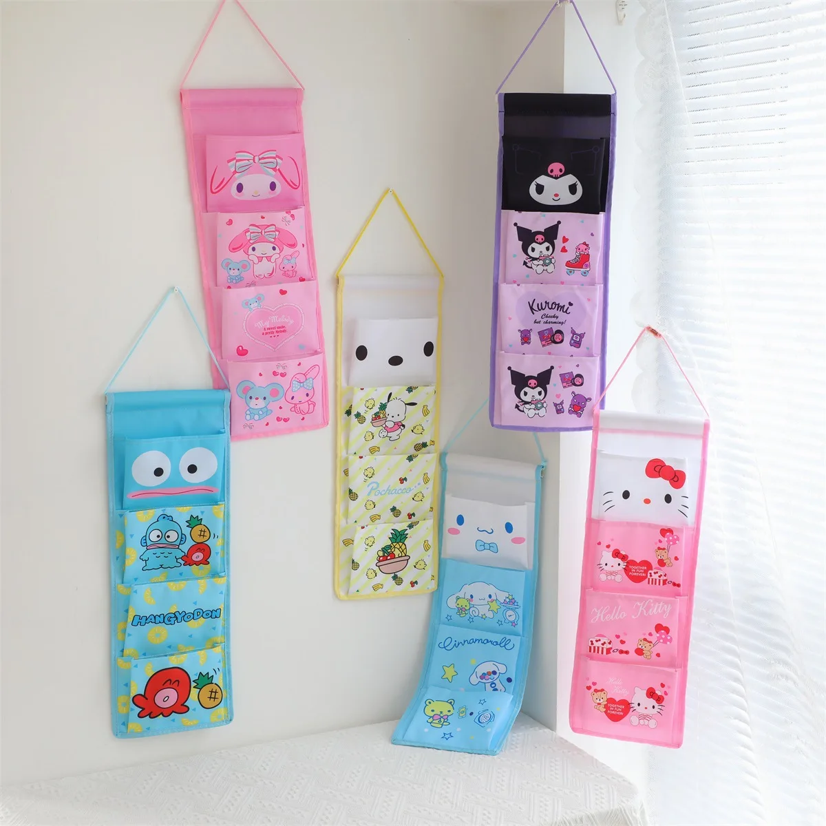 

Sanrio Melody Kuromi многослойная подвесная сумка для хранения аниме кавайная настенная сумка для хранения симпатичная задняя Сумка для хранения подарок